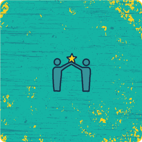 Two offshore sailing crew members clutching a star atop a verdant backdrop.