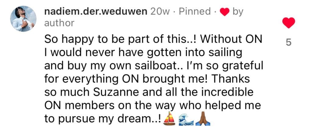 Nadine Deweyne wrote a thank home thank you to sailor Nadine Deweyne.